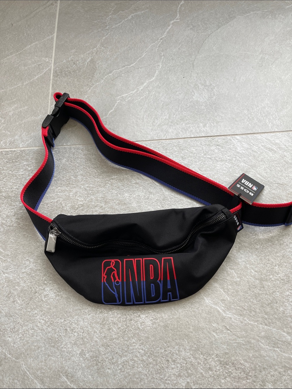 Hugo Boss X NBA Black Waist Bag with Red & Blue Trim
